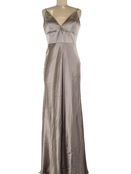 Jenny Yoo Dresses & Skirts - Jenny Yoo Satin V-Neck Maxi Dress in Taupe